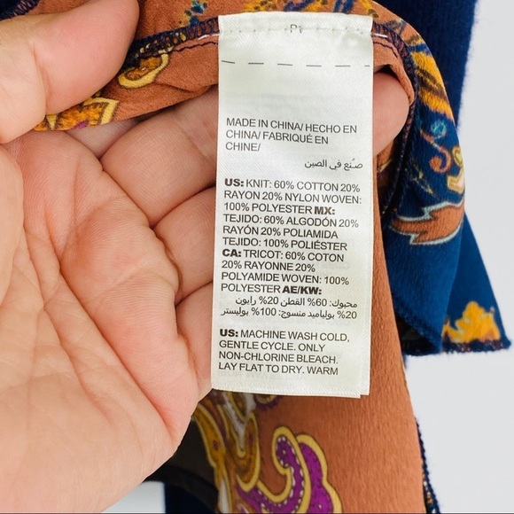 Chico’s Floral Paisley Long Sleeve Blue Cardigan - Picture 8 of 12